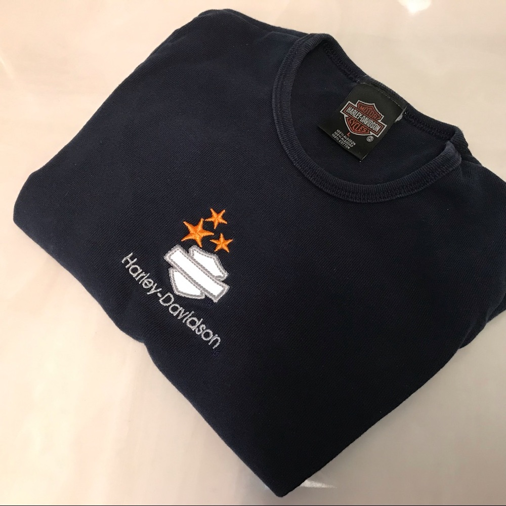 Harley-Davidson T-shirt with cap sleeves navy blue